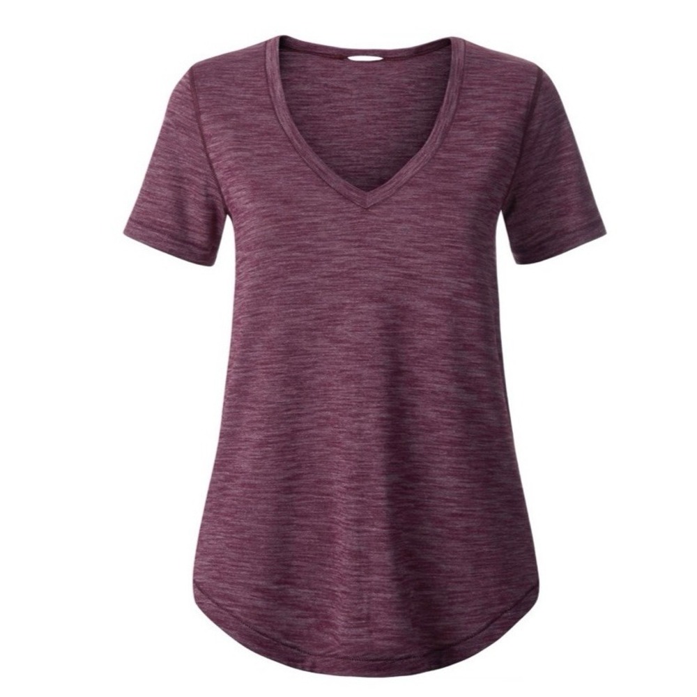 Lululemon Women's What The Sport Tee Heathered Red Grape Size 6